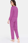 Zivame Peeking Barks Knit Cotton Pyjama Set - Rose Violet — thumbnail 4